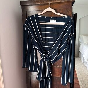 Faithfull the brand navy stripe wrap top